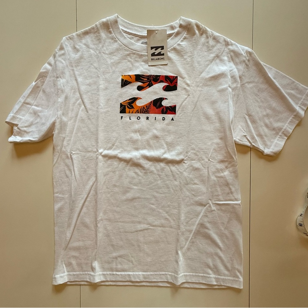 Billabong White Tee with Colorful Graphic